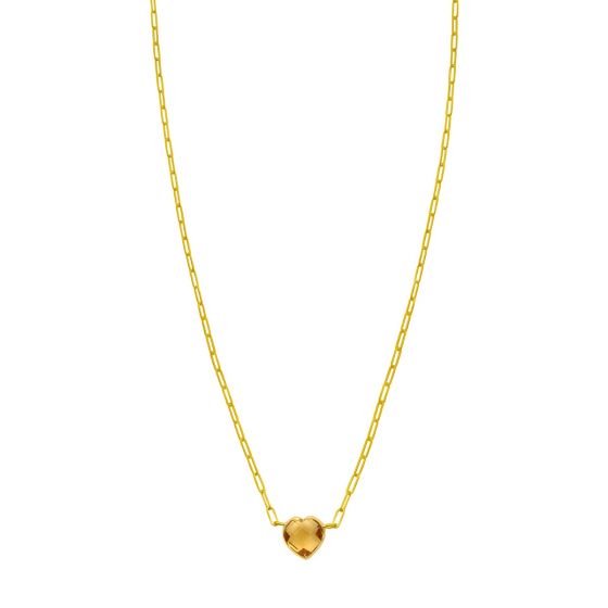 14K Citrine Heart Necklace