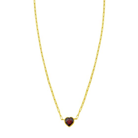 14K Garnet Heart Necklace