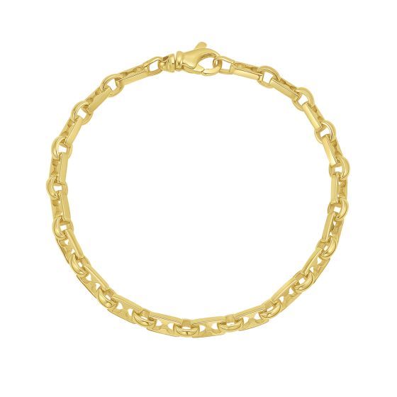 14K Gold Rectagular Railroad Link Bracelet