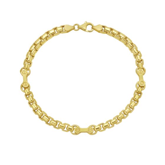 14K Gold Round Box Hardware Bracelet