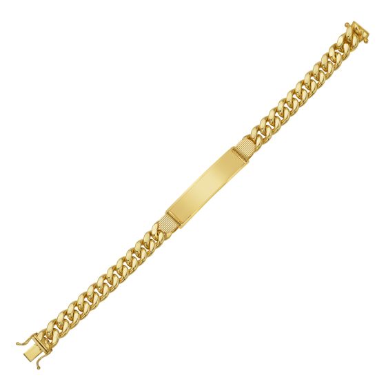 14K Gold 9.1mm Lite Cuban ID Bracelet