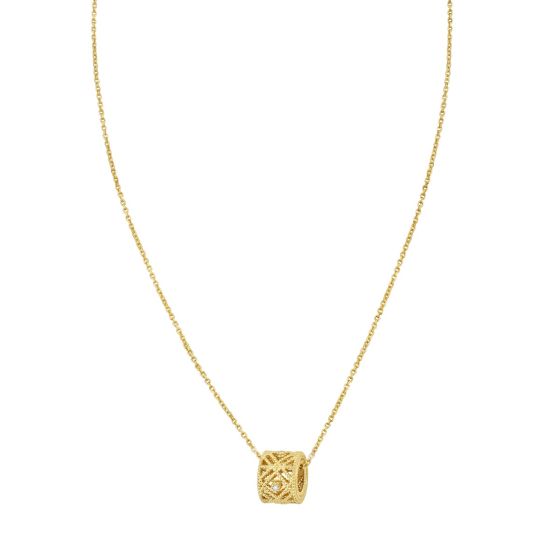 14K Diamond Vannèrie Barrel Necklace