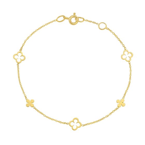 14K Alternating Clover Bracelet