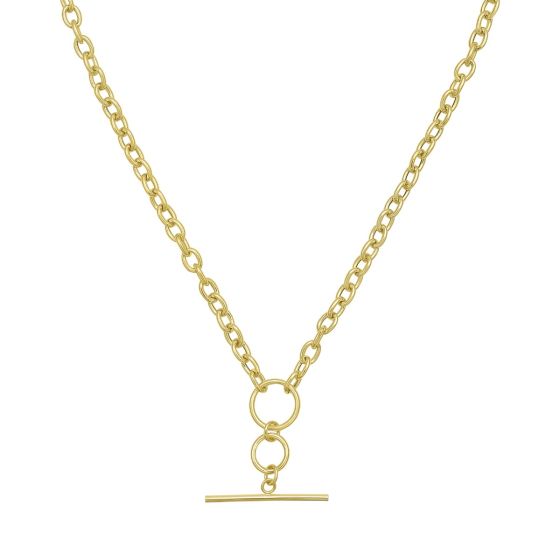 14K Gold T-Bar & Ring Necklace
