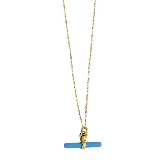 14K Turquoise T-Bar Necklace