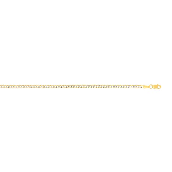 14K Gold 2.6mm White Pave Curb Chain 