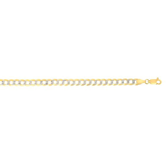 14K Gold 3.2mm White Pave Curb Chain 