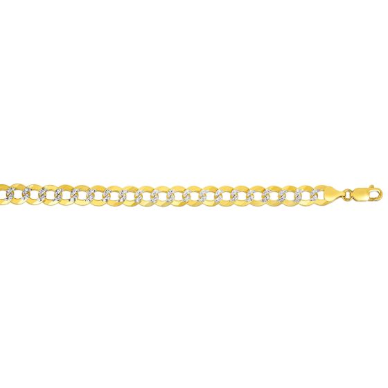 14K Gold 8.3mm White Pave Curb Chain 
