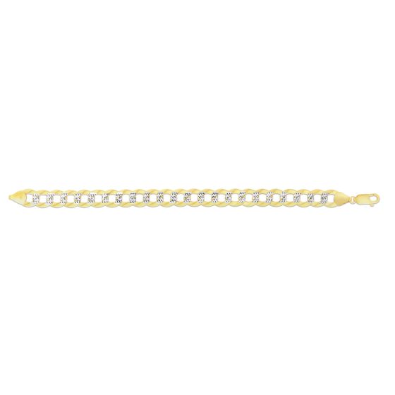 14K Gold 11.23mm White Pave Curb Chain 