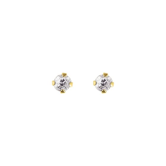 14K Gold 2mm Round CZ Stud Earring