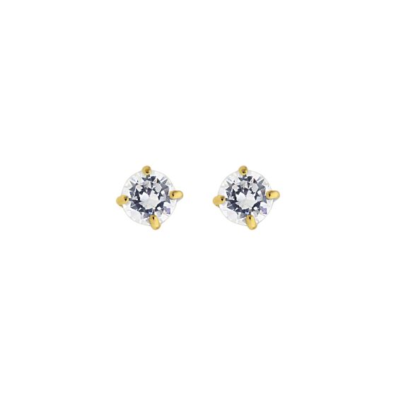 14K Gold 3mm Round CZ Stud Earring