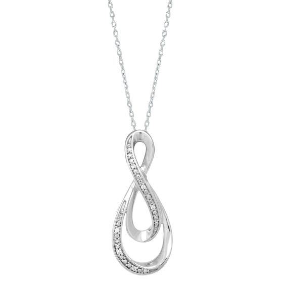 Silver Diamond Accent .03ct Infinity Necklace 