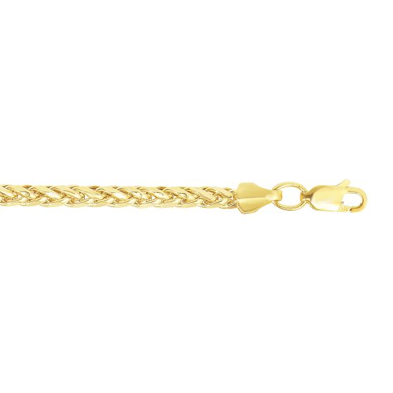 14K Gold 3.15mm Diamond Cut Lite Round Wheat Chain 