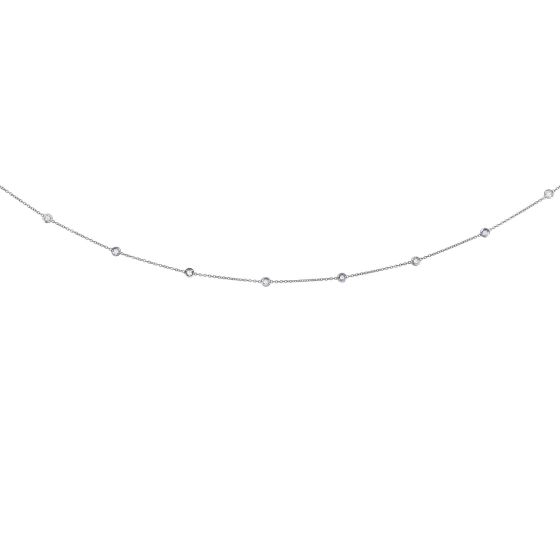 14K Gold 1.0ct Diamond Station Necklace