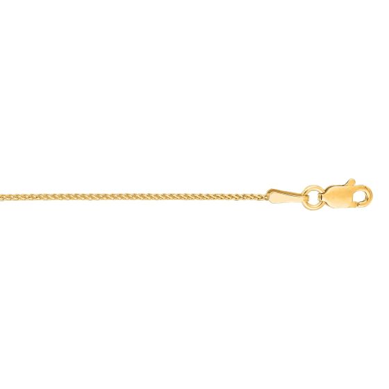 14K Gold 1mm Diamond Cut Round Wheat Chain 