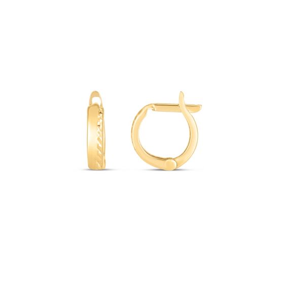 14K Textured Huggie Hoops