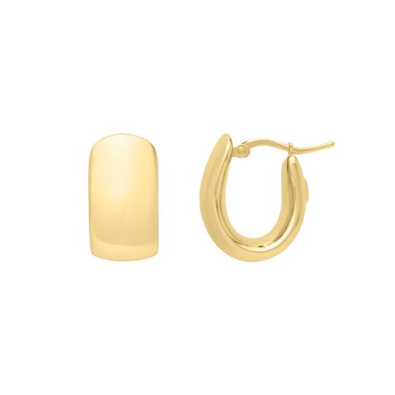 14K Wide Huggie Hoops 