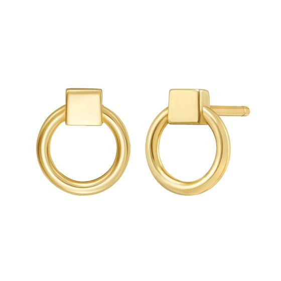 14K Open Circle Stud Earrings