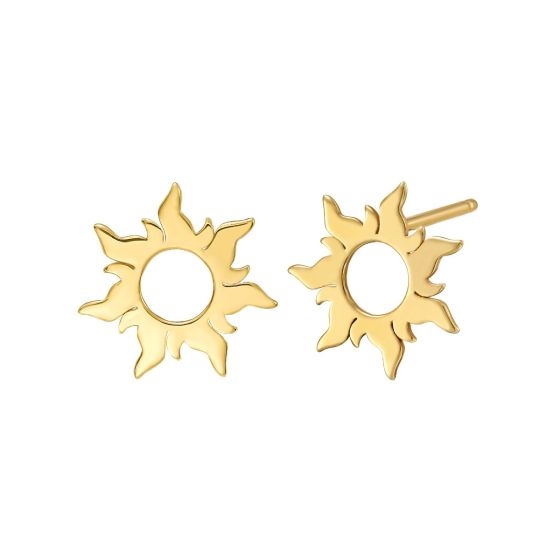 14K Flaring Sun Stud Earrings