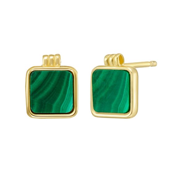 14K Malachite Square Stud