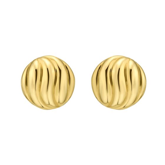 14K Swirl Button Earrings