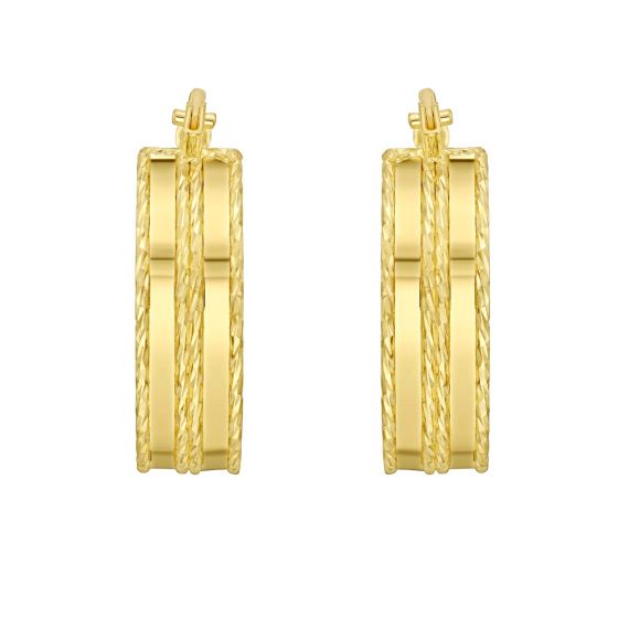 e16547 14K Double Sparkle Spring Hoops | Royal Chain Group