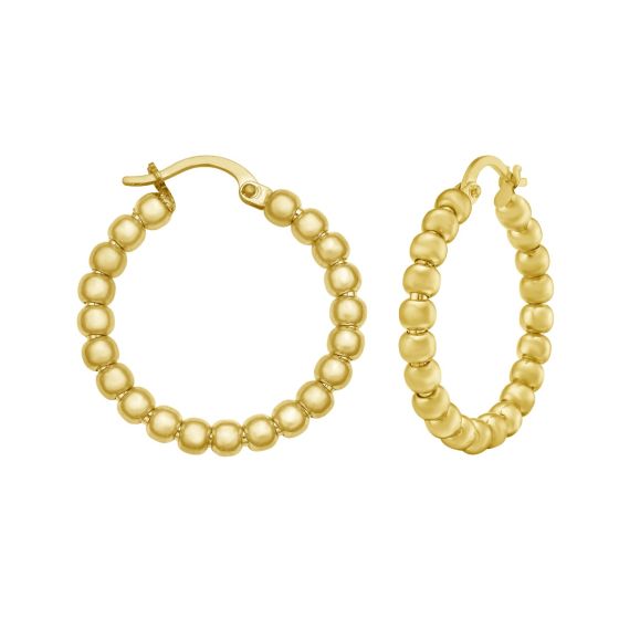14K Medium Bead Hoops