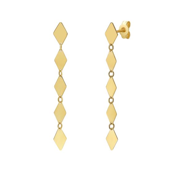 14K MIrror Kite Link Drop Earrings