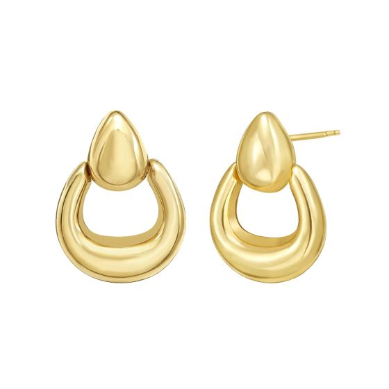 14K Sculpted Door Knocker Earrings