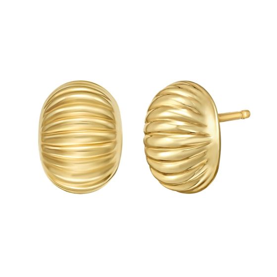 14K Oval Button Earrings