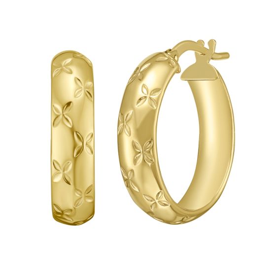 14K Gold Large Florentine Hoops