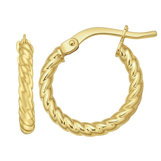 14K Gold Twisted Small Hoops