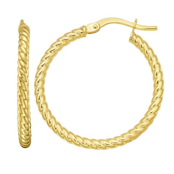 14K Gold Twisted Medium Hoops