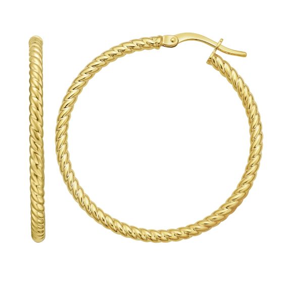 14K Gold Twisted Large Hoops
