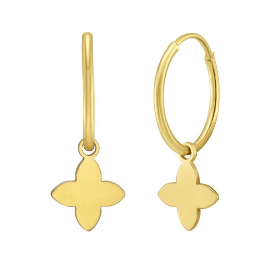 14K Gold Flower Huggies