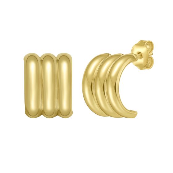 14K Gold Triplerow Small C-Hoops 