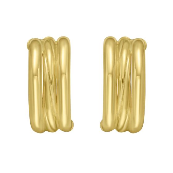 14K Gold Triplerow Large C-Hoops
