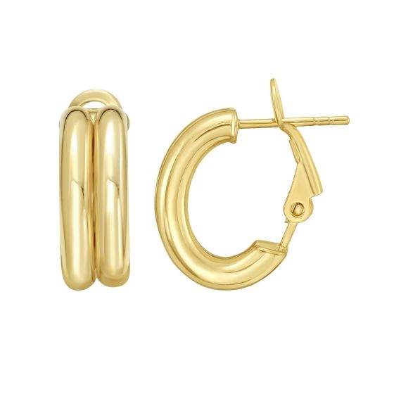 14K Double Row Hinged Hoop Earrings