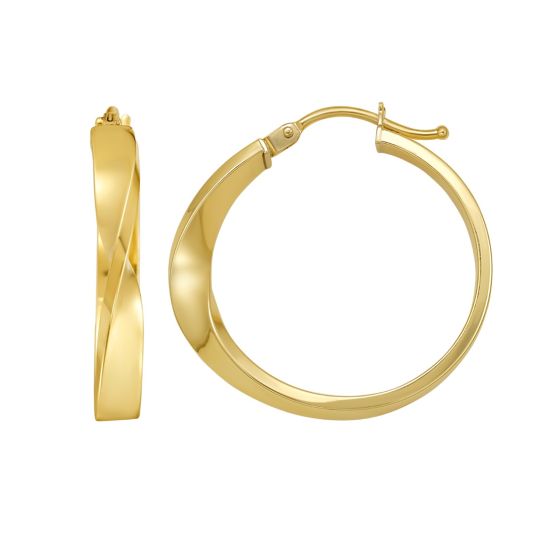 14K Twisted Square Tube Hoop Earrings