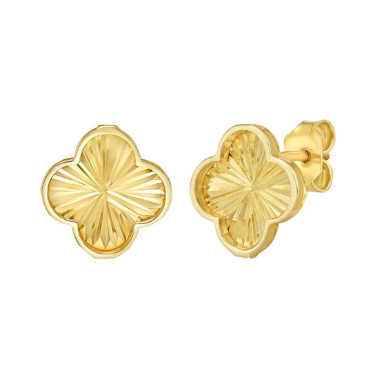 14K Radiating Clover Earrings