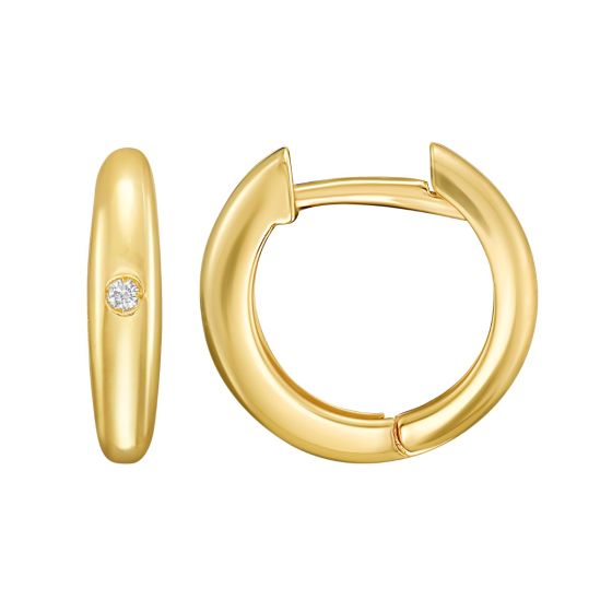 14K Diamond Small Hoop Earrings