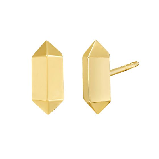 14K Long Hexagon Post Earrings