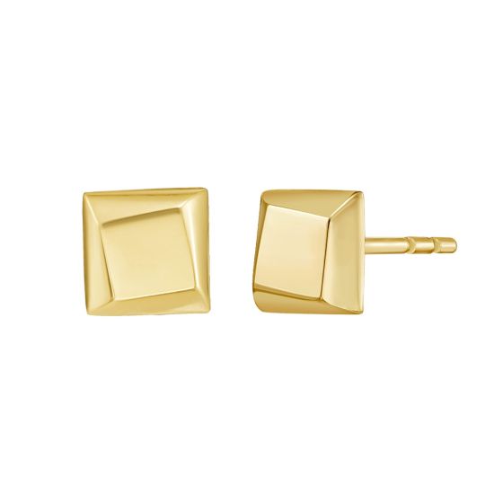 14K Flat Back Square Earrings