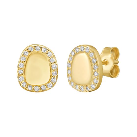 14K Diamond Freeform Cushion Earrings