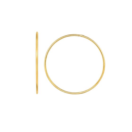 14K Gold 1.2x35mm Polsihed Endless Hoops