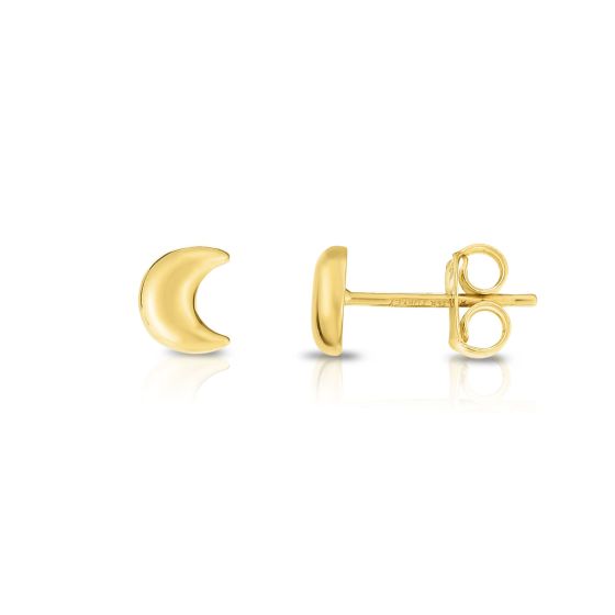14K Gold Moon Stud Earring