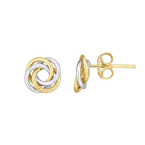14K Gold Multi-Row, Open Center Love Knot Stud Earring