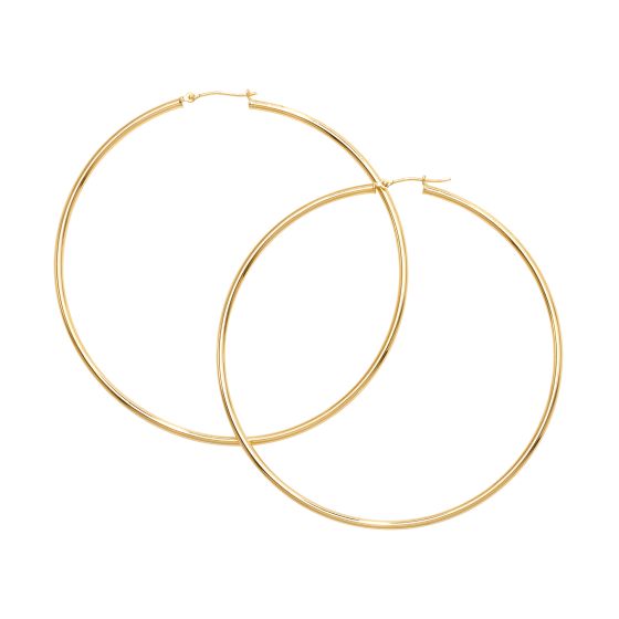 14K Gold 2x70mm Polished Hoop Earring