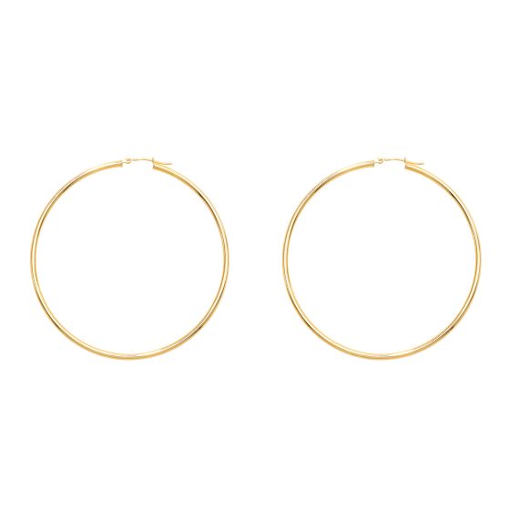 14K Gold 2x60mm Polished Hoop Earring