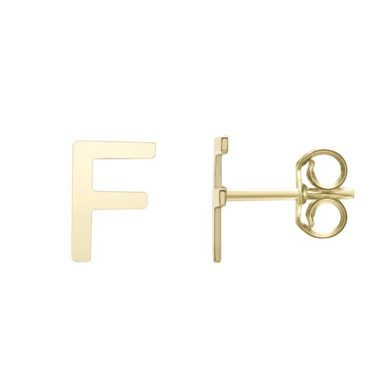 14K Gold Initial F Stud Earring